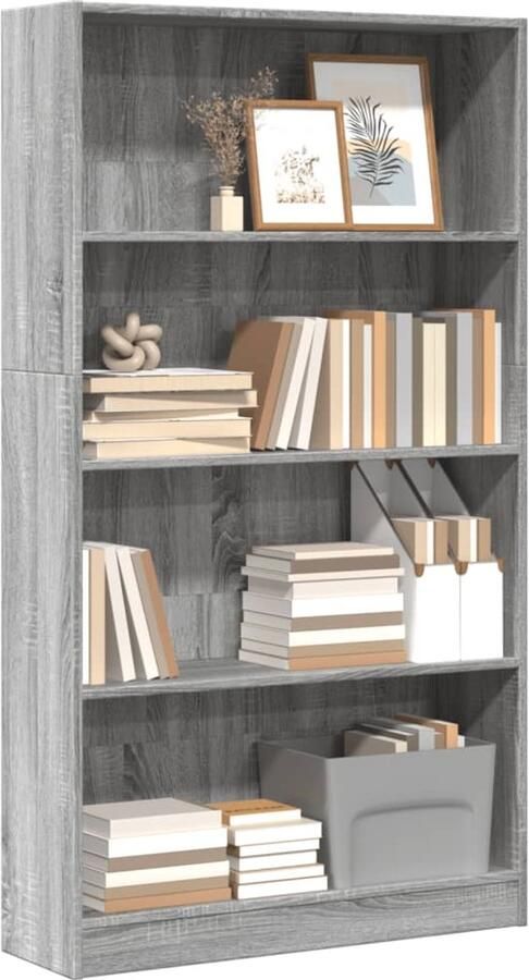 VidaXL Boekenkast 80x24x143 cm Grijs Sonoma Eiken Boekenkast Boekenkasten Boeken Plank Schappenkast