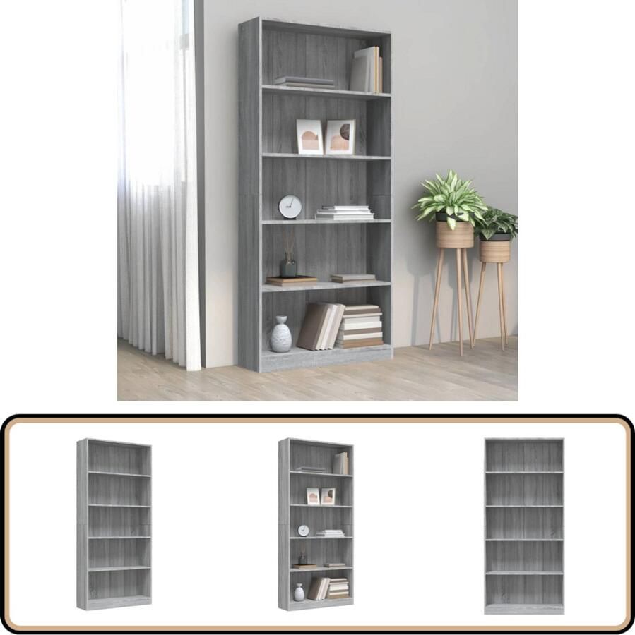 VidaXL Boekenkast 80x24x175 cm Grijs Sonoma Eiken Boekenkast Houten Kast Grijze Boekenkast Sonoma Eiken Opslagkast