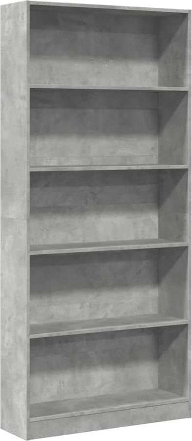 VidaXL Boekenkast 80x24x176 cm Bewerkt hout Betongrijs Boekenkast Boekenkasten Boeken Plank Schappenkast