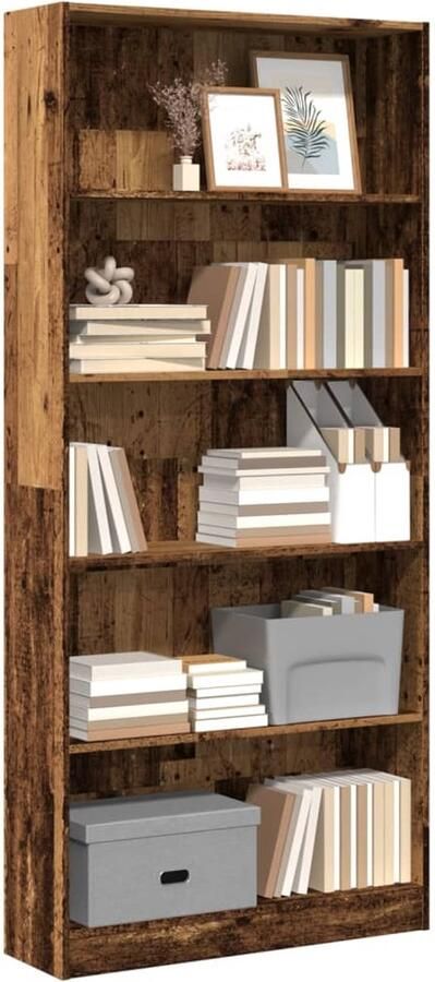 VidaXL Boekenkast 80x24x176 cm Bewerkt Hout Oud Hout Boekenkast Boekenkasten Boeken Plank Schappenkast