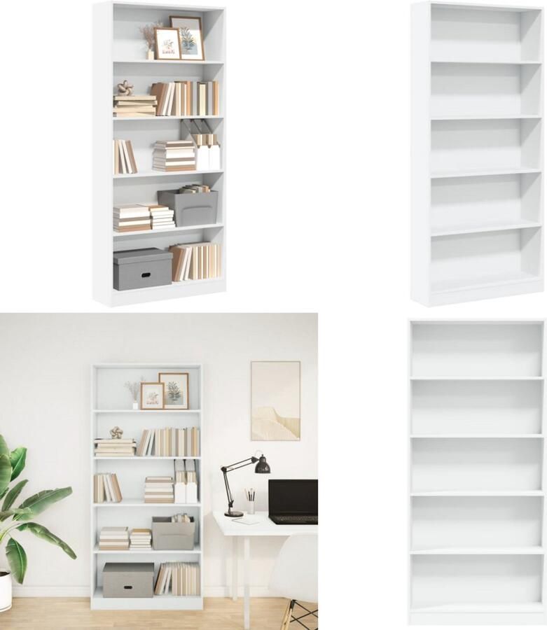 VidaXL Boekenkast 80x24x176 cm bewerkt hout wit Boekenkast Boekenkasten Boeken Plank Schappenkast