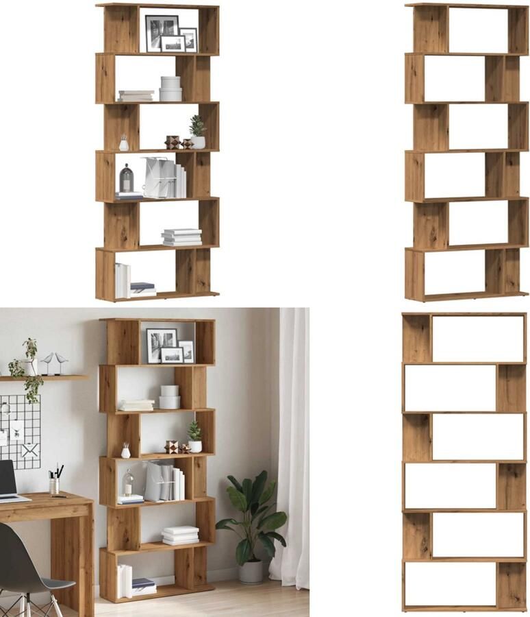 VidaXL Boekenkast 80x24x192 cm bewerkt hout artisanaal eikenkleur Boekenkast Boekenkasten Boekenkast Boekenplank