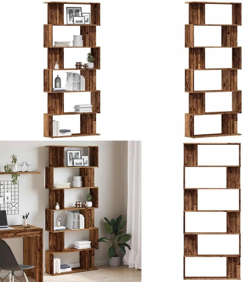VidaXL Boekenkast 80x24x192 cm bewerkt hout oud houtkleurig Boekenkast Boekenkasten Boekenkast Boekenplank
