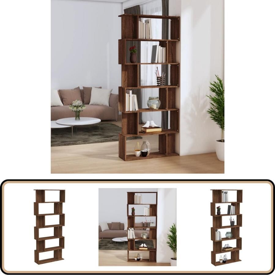 VidaXL -Boekenkast kamerscherm-80x24x192-cm-bewerkt-hout-bruineiken - Foto 2