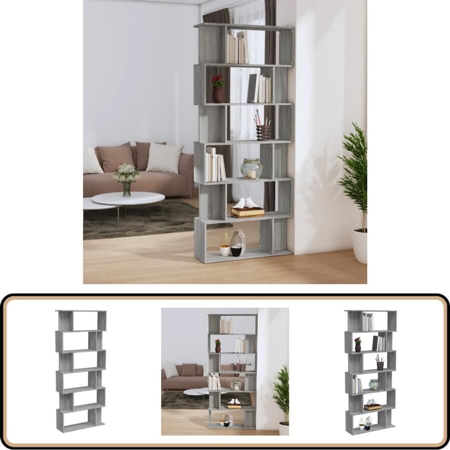 VidaXL Boekenkast 80x24x192 cm Grijs Sonoma Eiken Boekenkast Houten Kast Opslagoplossing Bibliotheek Woonkamerdecoratie Grijze Boekenkast Sonoma Eiken