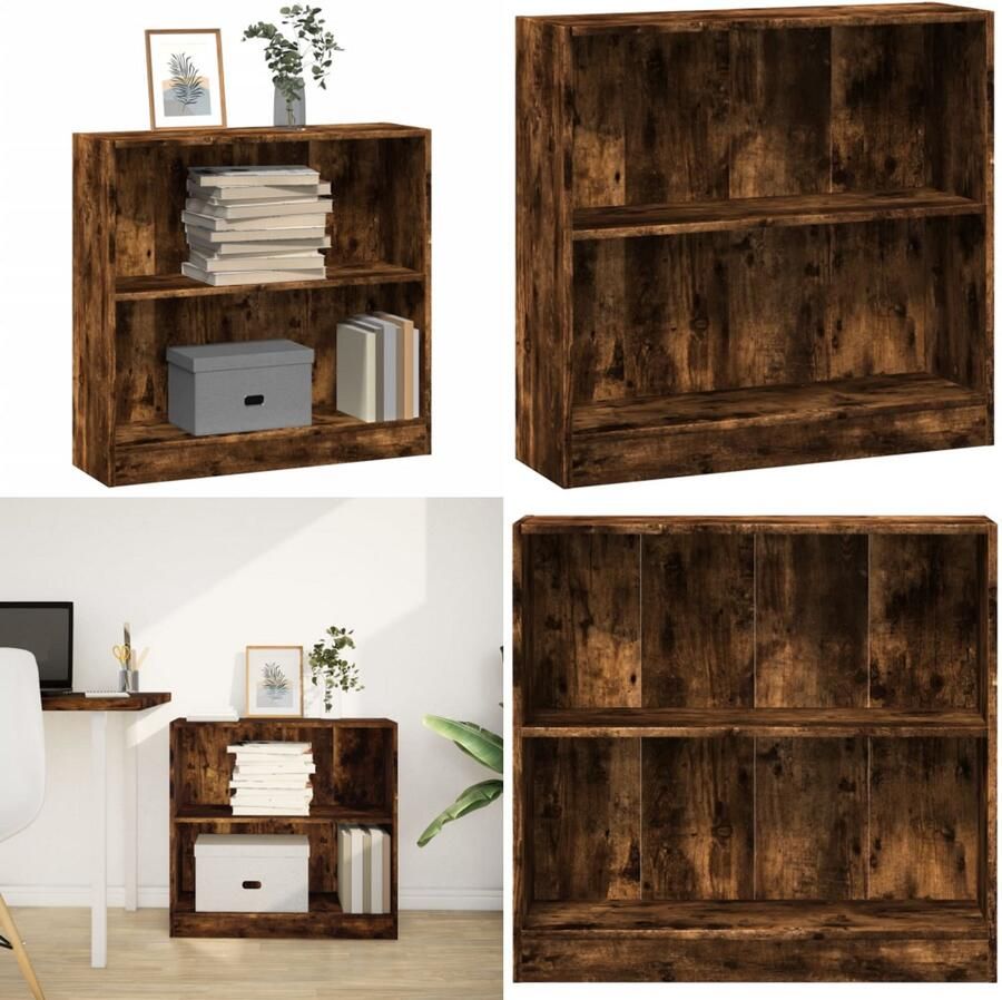 VidaXL Boekenkast 80x24x76 cm bewerkt hout gerookt eikenkleurig Boekenkast Boekenkasten Boeken Plank Schappenkast