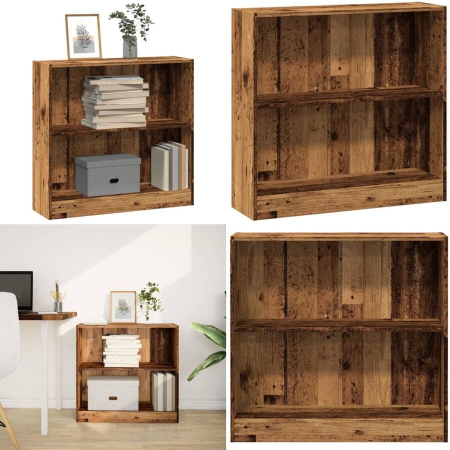 VidaXL Boekenkast 80x24x76 cm bewerkt hout oud houtkleurig Boekenkast Boekenkasten Boeken Plank Schappenkast