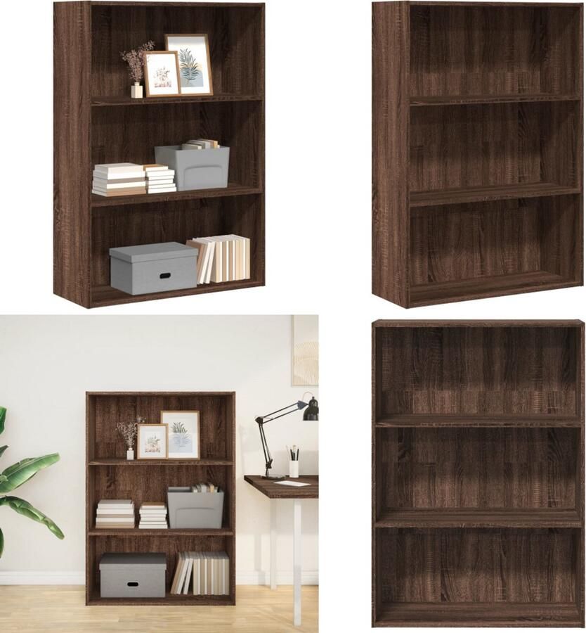 VidaXL Boekenkast 80x30x114 cm bewerkt hout bruin eikenkleurig Boekenkast Boekenkasten Boeken Plank Schappenkast