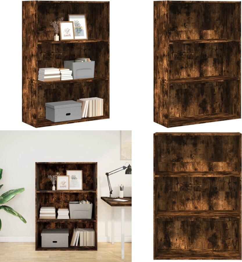 VidaXL Boekenkast 80x30x114 cm bewerkt hout gerookt eikenkleurig Boekenkast Boekenkasten Boeken Plank Schappenkast