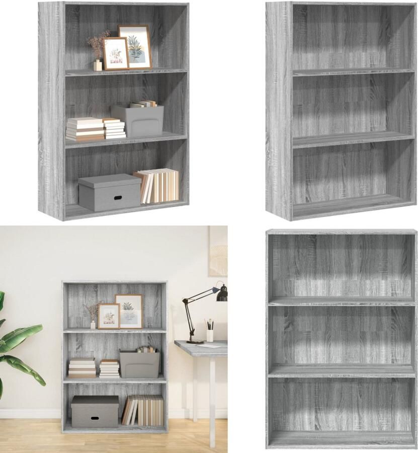 VidaXL Boekenkast 80x30x114 cm bewerkt hout grijs sonoma eikenkleurig Boekenkast Boekenkasten Boeken Plank Schappenkast