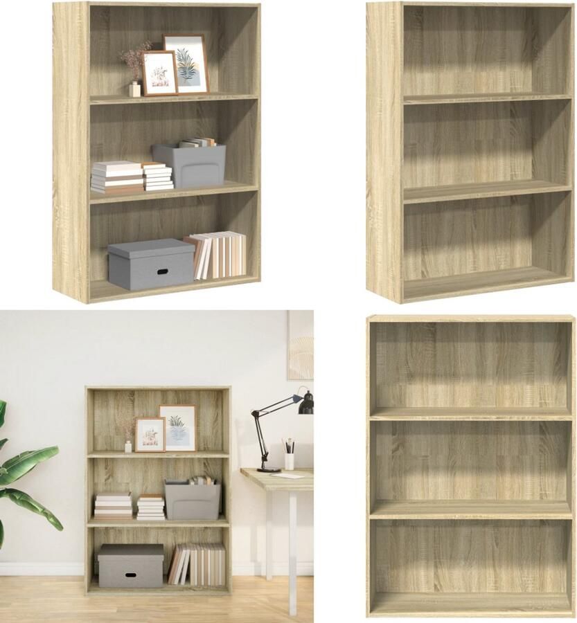 VidaXL Boekenkast 80x30x114 cm bewerkt hout sonoma eikenkleurig Boekenkast Boekenkasten Boeken Plank Schappenkast