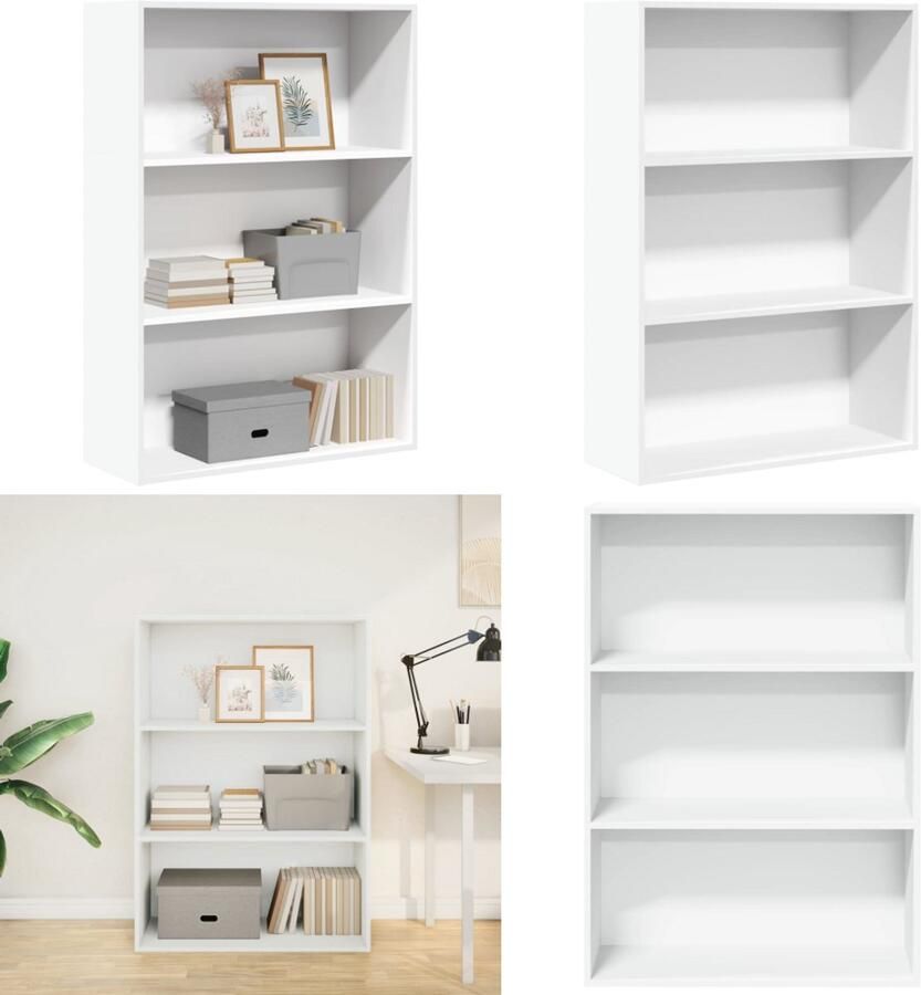 VidaXL Boekenkast 80x30x114 cm bewerkt hout wit Boekenkast Boekenkasten Boeken Plank Schappenkast