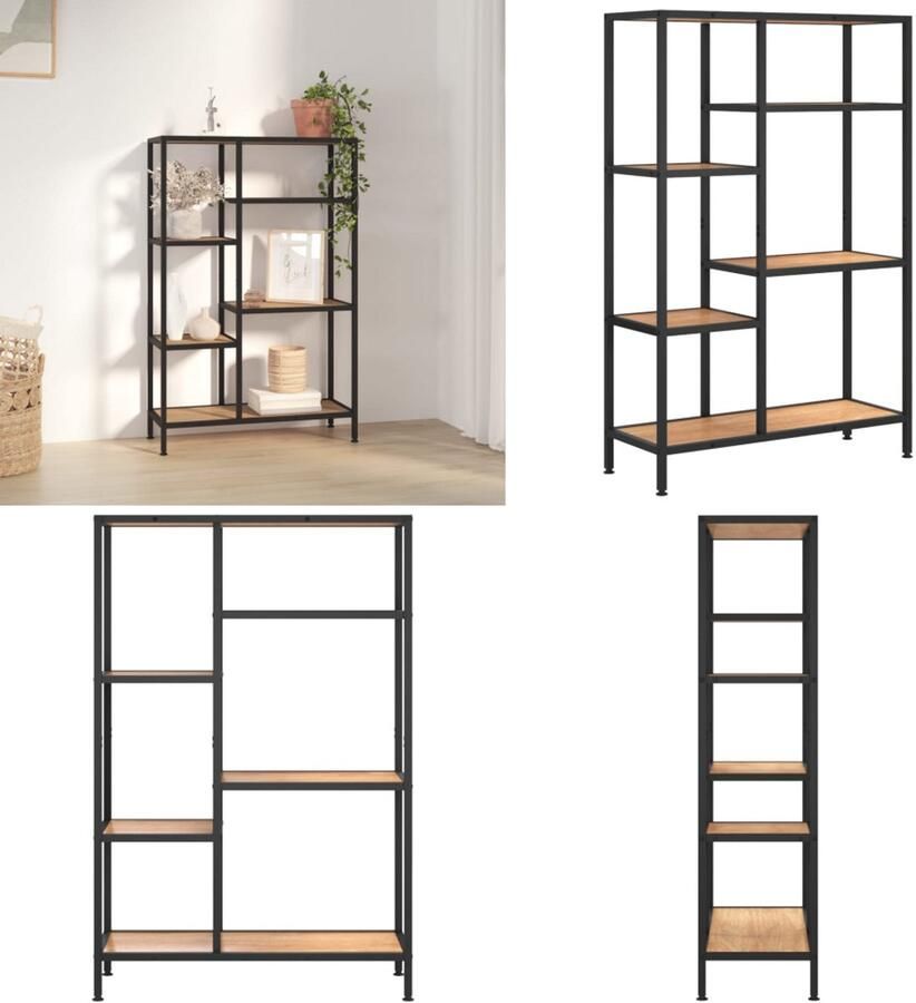 VidaXL Boekenkast 80x30x120 cm staal en bewerkt hout Boekenplank Boekenplanken Staande Boekenkast