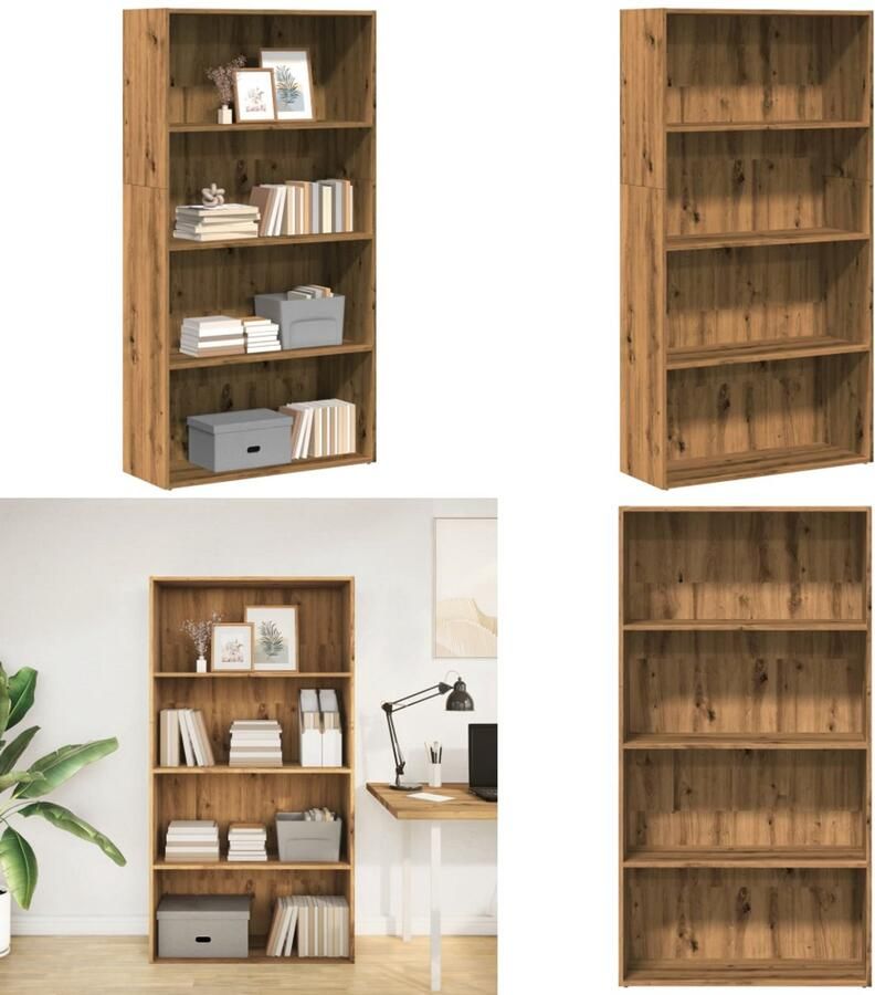 VidaXL Boekenkast 80x30x152 cm bewerkt hout artisanaal eikenkleurig Boekenkast Boekenkasten Boeken Plank Schappenkast