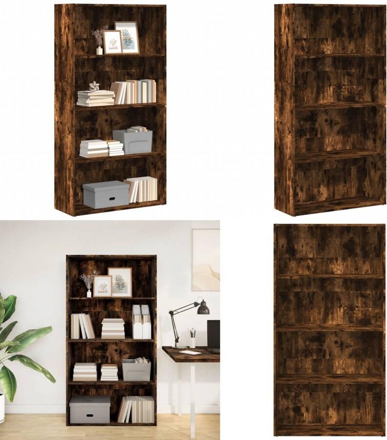 VidaXL Boekenkast 80x30x152 cm bewerkt hout gerookt eikenkleurig Boekenkast Boekenkasten Boeken Plank Schappenkast