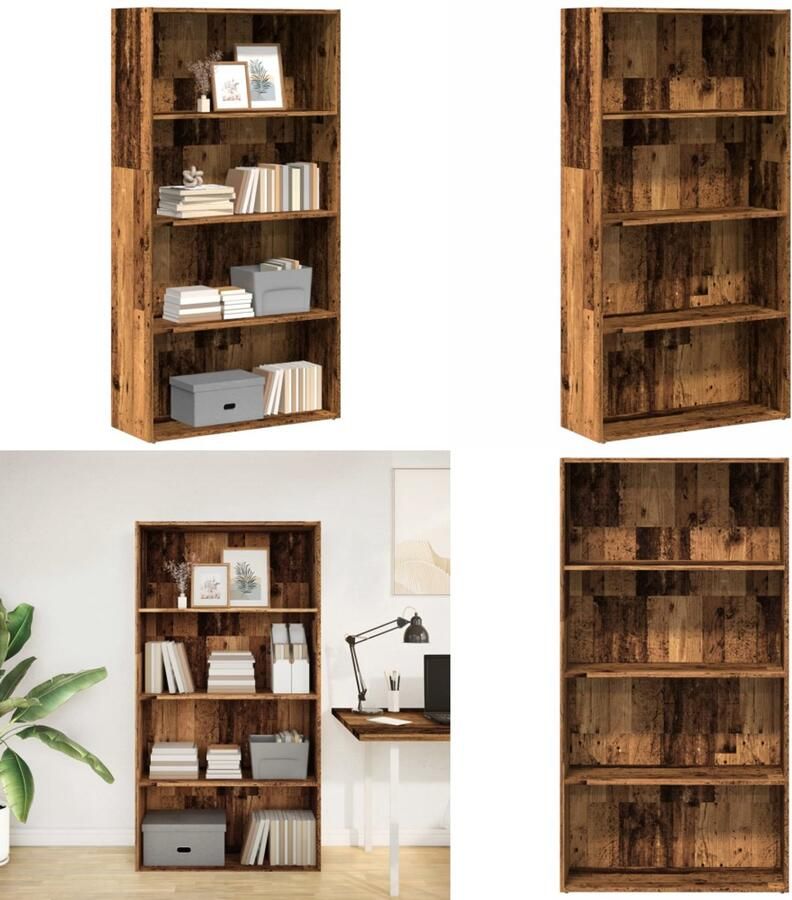 VidaXL Boekenkast 80x30x152 cm bewerkt hout oud houtkleurig Boekenkast Boekenkasten Boeken Plank Schappenkast