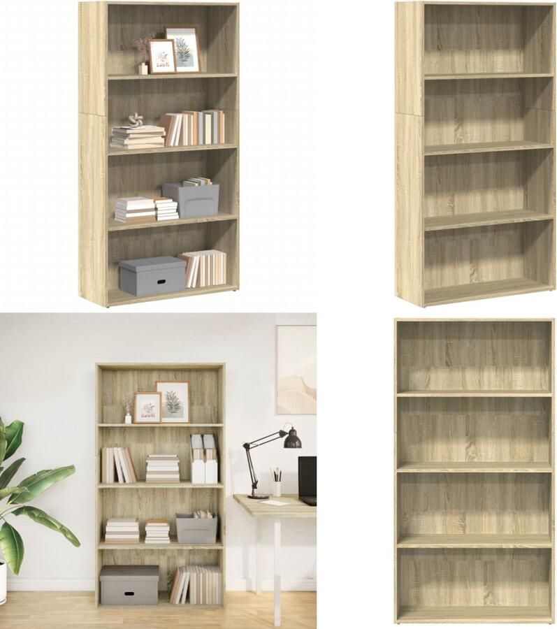 VidaXL Boekenkast 80x30x152 cm bewerkt hout sonoma eikenkleurig Boekenkast Boekenkasten Boeken Plank Schappenkast
