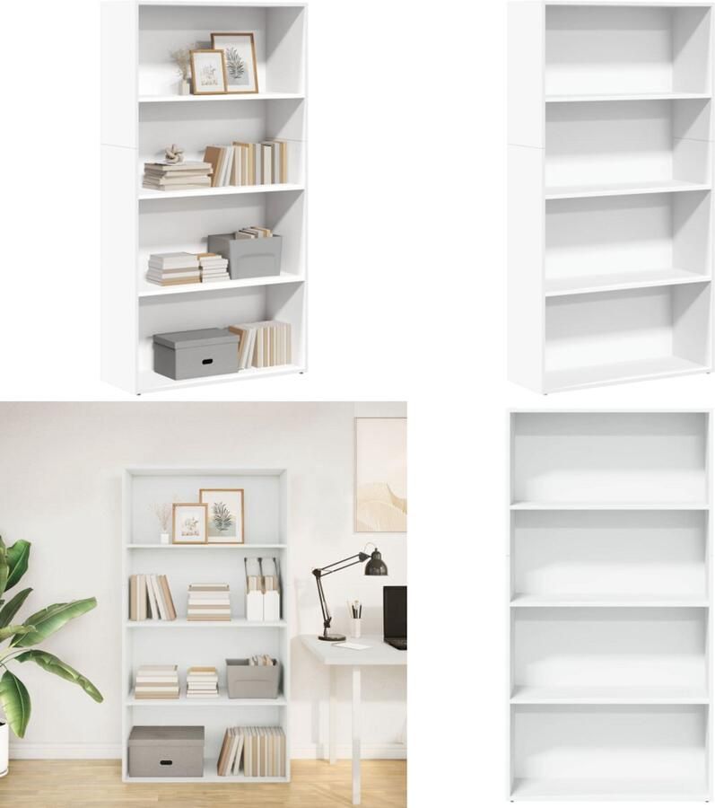 VidaXL Boekenkast 80x30x152 cm bewerkt hout wit Boekenkast Boekenkasten Boeken Plank Schappenkast