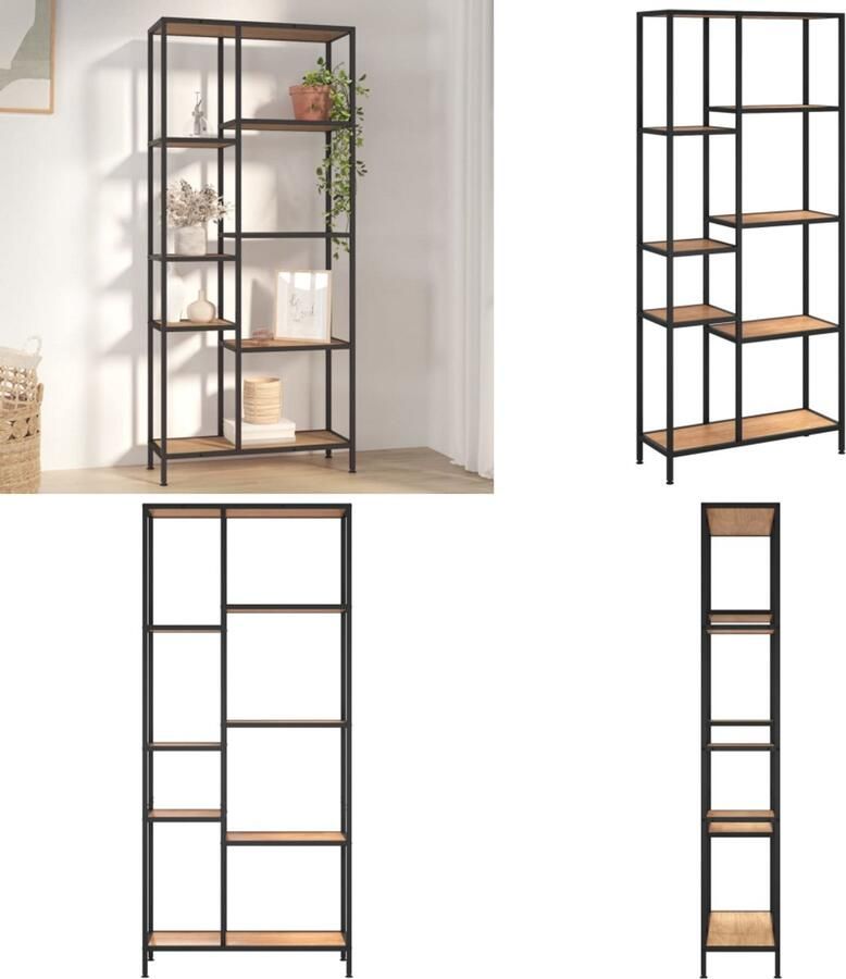 VidaXL Boekenkast 80x30x180 cm staal en bewerkt hout Boekenplank Boekenplanken Staande Boekenkast