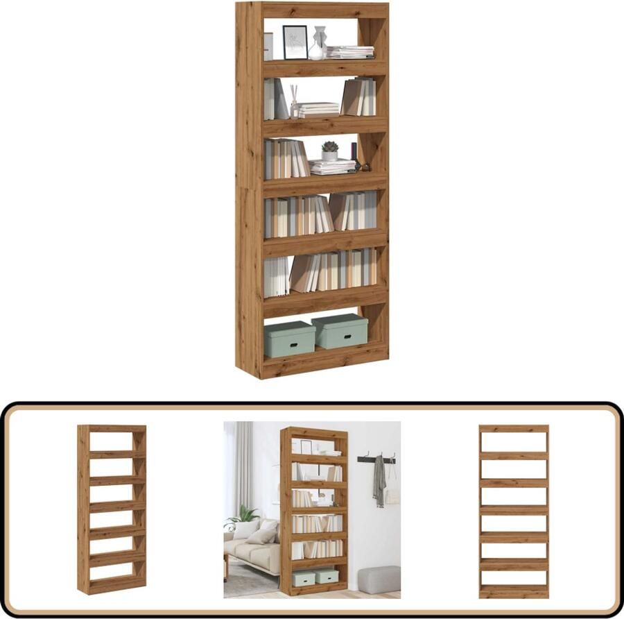 VidaXL Boekenkast 80x30x198 cm Artisan Eiken Boekenkast Boekenkasten Boekenschap Boekenstandaard