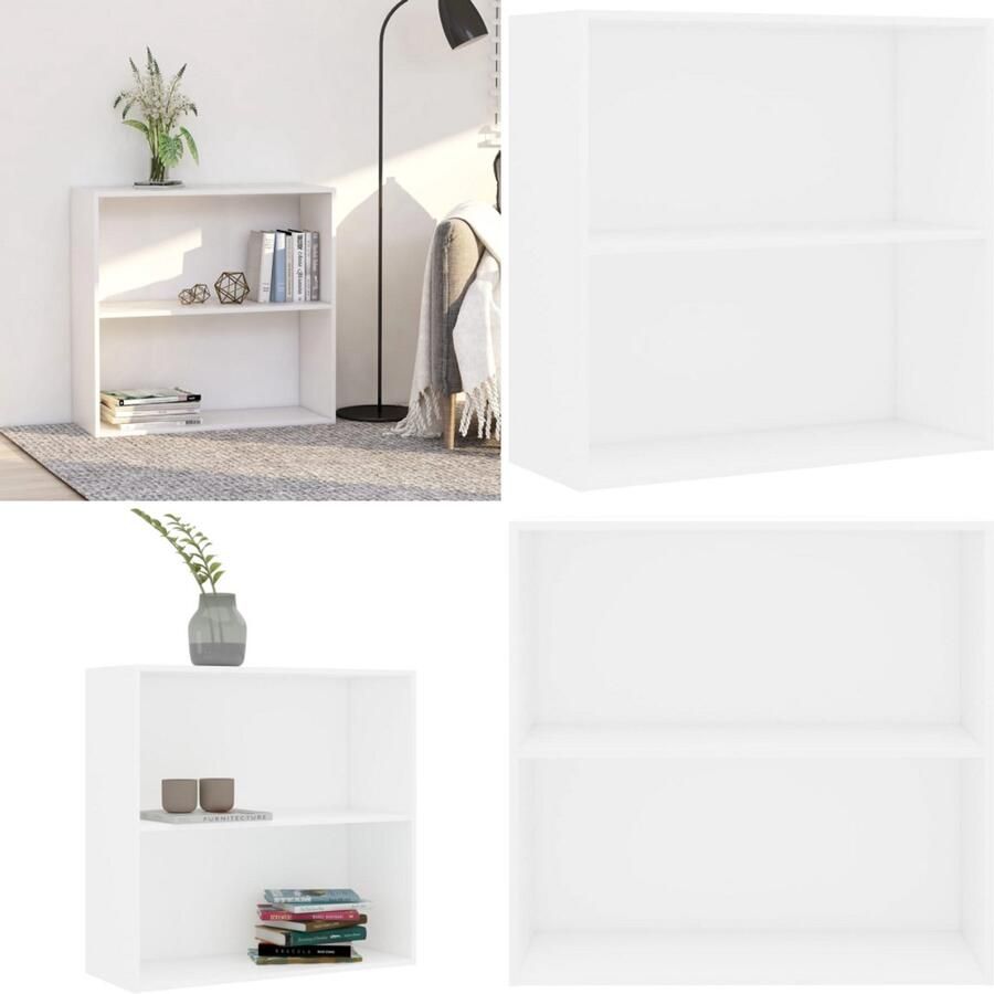 VidaXL Boekenkast 80x30x76 5 cm bewerkt hout wit Boekenkast Boekenkasten -boekenplank Opbergkast
