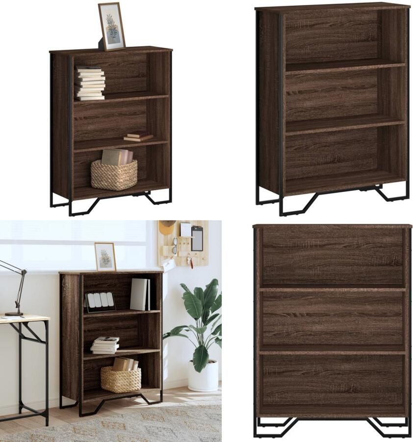VidaXL Boekenkast 80x31x106 cm bewerkt hout bruin eikenkleurig Boekenkast Boekenkasten Boeken Plank Schappenkast