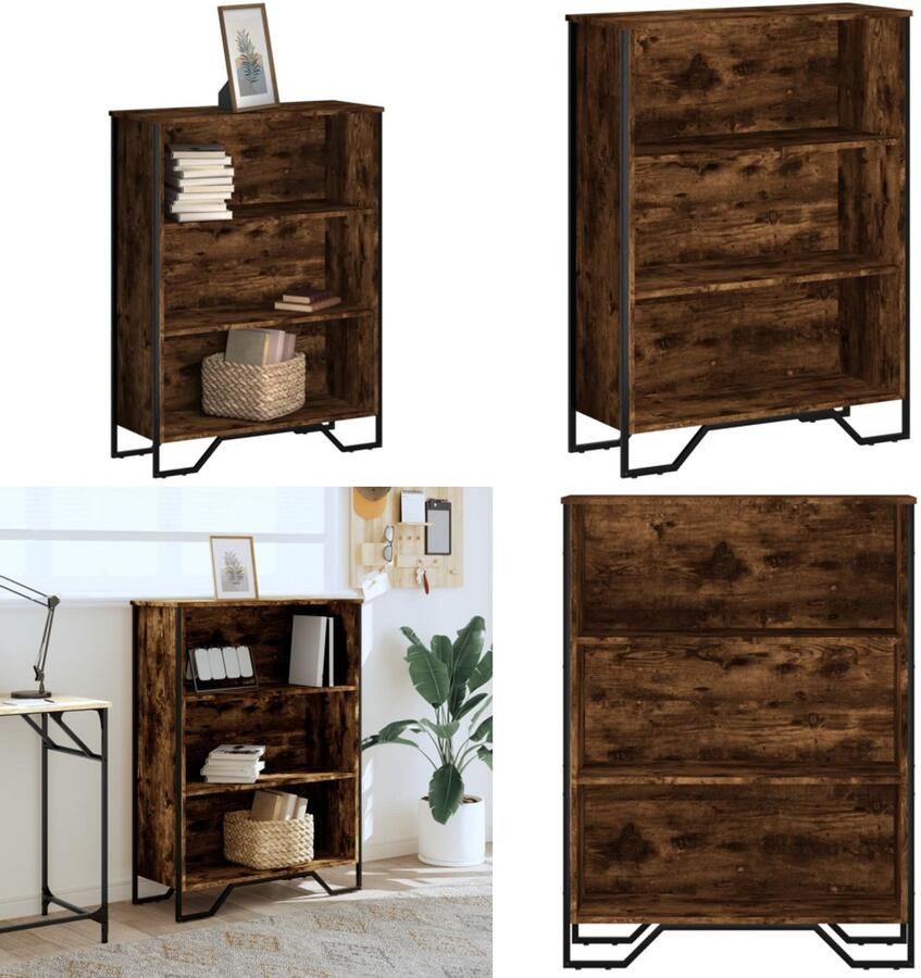 VidaXL Boekenkast 80x31x106 cm bewerkt hout gerookt eikenkleurig Boekenkast Boekenkasten Boeken Plank Schappenkast