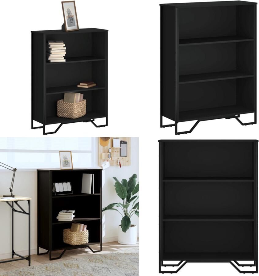 VidaXL Boekenkast 80x31x106 cm bewerkt hout zwart Boekenkast Boekenkasten Boeken Plank Schappenkast