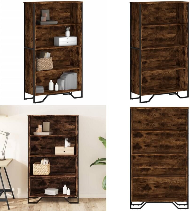 VidaXL Boekenkast 80x31x137 5 cm bewerkt hout gerookt eikenkleurig Boekenkast Boekenkasten Boeken Plank Schappenkast