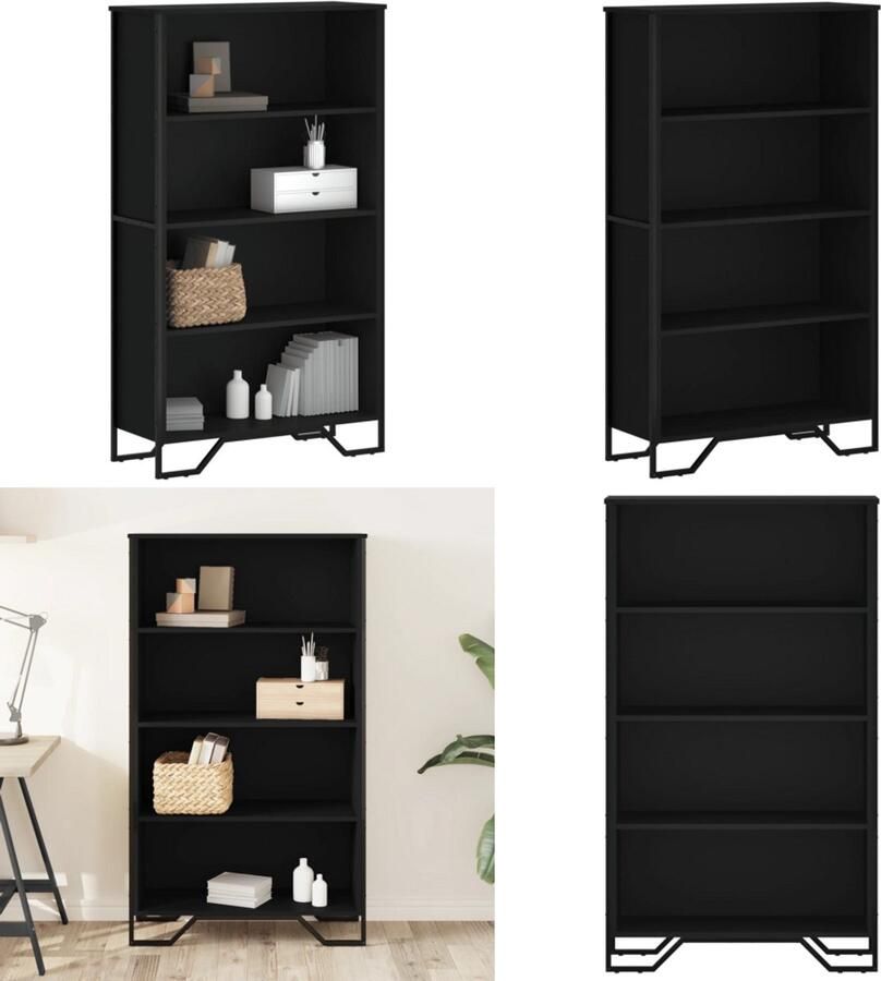 VidaXL Boekenkast 80x31x137 5 cm bewerkt hout zwart Boekenkast Boekenkasten Boeken Plank Schappenkast