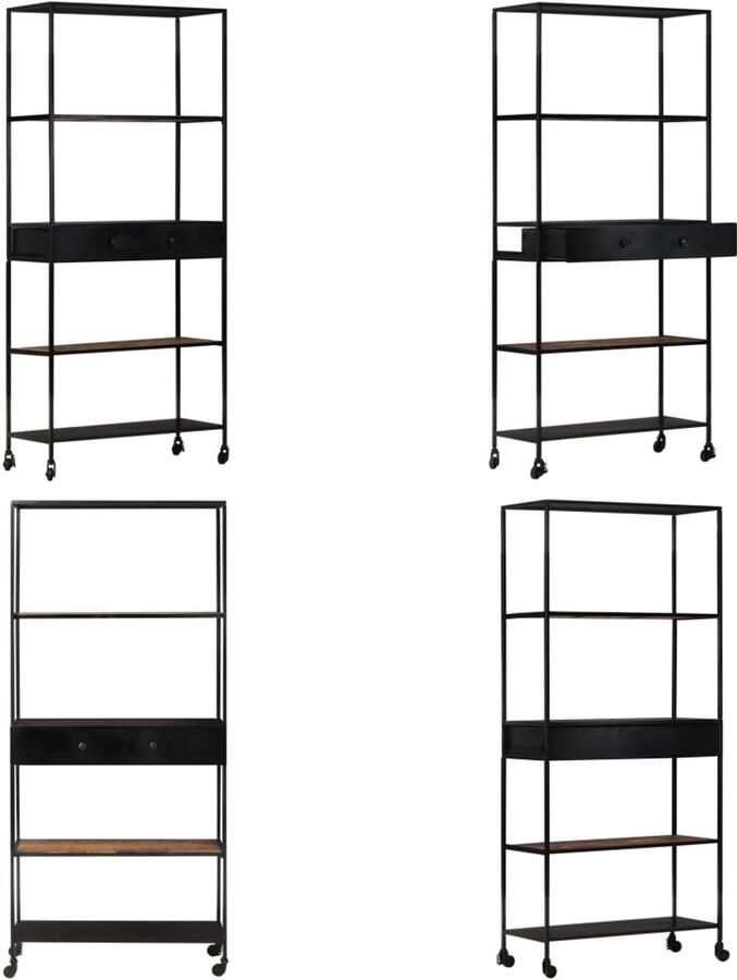 VidaXL Boekenkast 80x35x180 cm ruw mangohout en ijzer Boekenkast Boekenkasten Boekenschap Boekenschappen