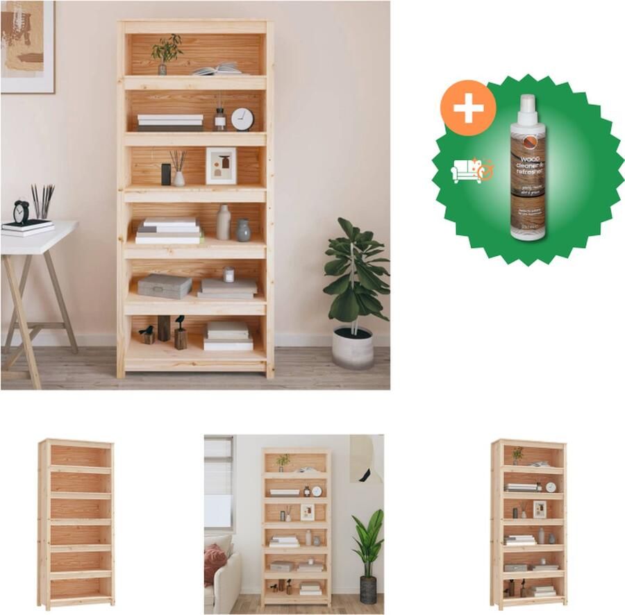 VidaXL Boekenkast 80x35x183 cm massief grenenhout Kast Inclusief Houtreiniger en verfrisser