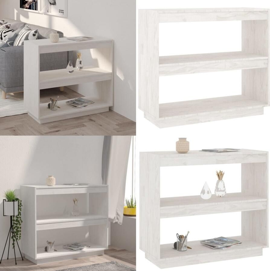 VidaXL Boekenkast 80x35x71 cm massief grenenhout wit Boekenkast Boekenkasten Houten Boekenkast Boekenschap