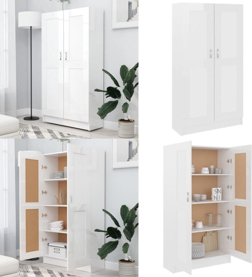 VidaXL Boekenkast 82 5x30 5x150 cm bewerkt hout hoogglans wit Boekenkast Boekenkasten Boekenschap Boekenschappen