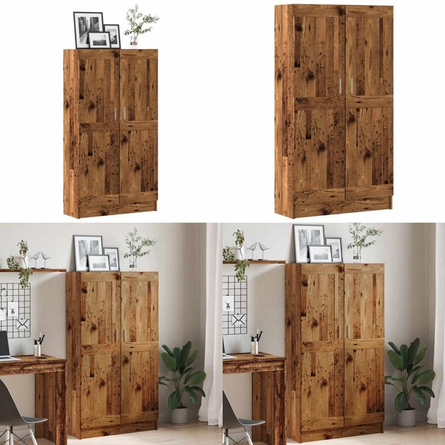 VidaXL Boekenkast 82 5x30 5x150 cm bewerkt hout oud houtkleurig Boekenkast Boekenkasten -boekenplank Opbergkast