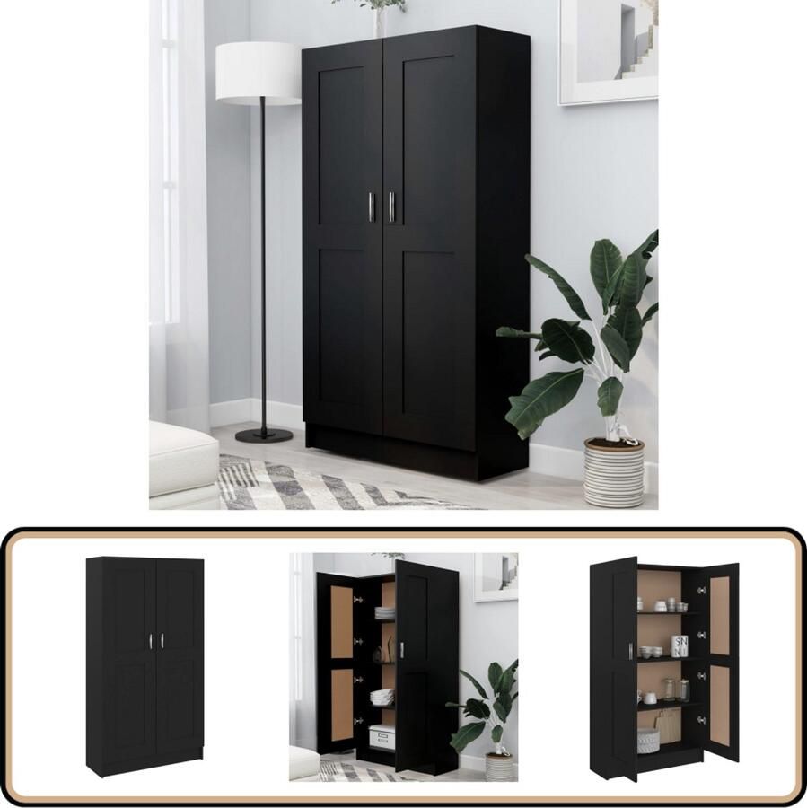 VidaXL Boekenkast 82 5x30 5x150 cm zwart Boekenkast Houten Boekenkast Zwarte Boekenkast Bibliotheekkast Opslagkast Woonkamermeubilair Living Accessoires