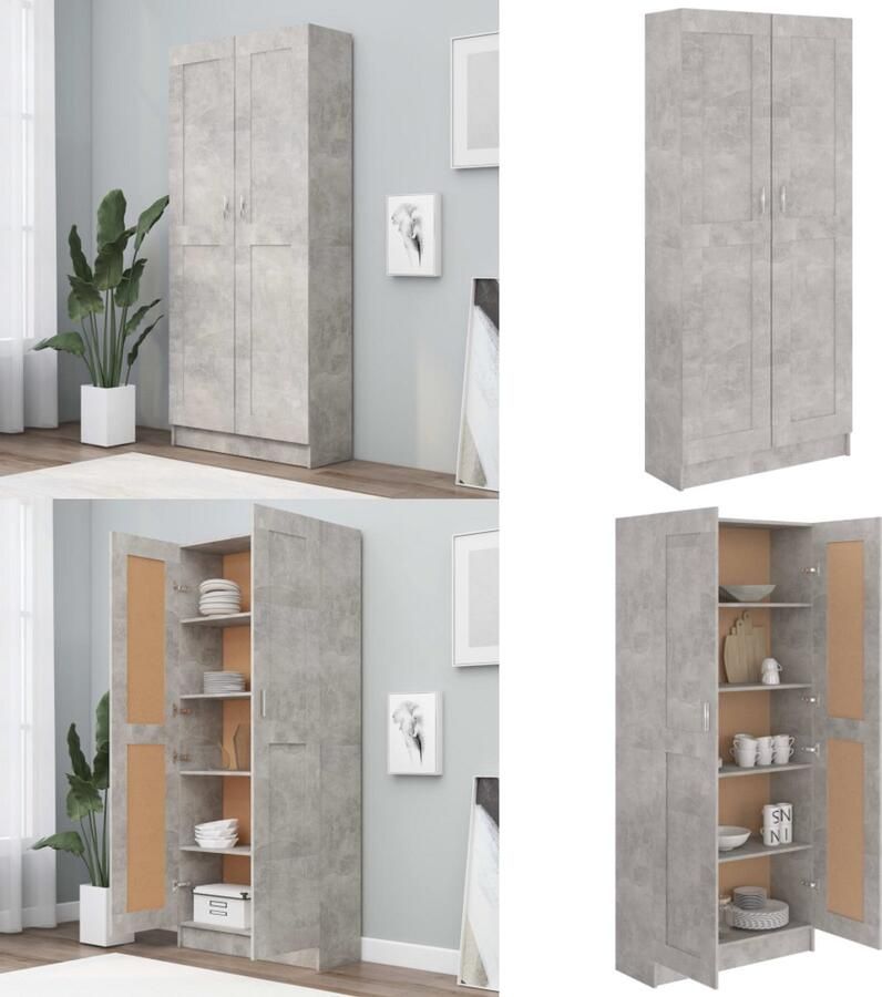 VidaXL Boekenkast 82 5x30 5x185 5 cm bewerkt hout betongrijs Boekenkast Boekenkasten Boekenschap Boekenschappen