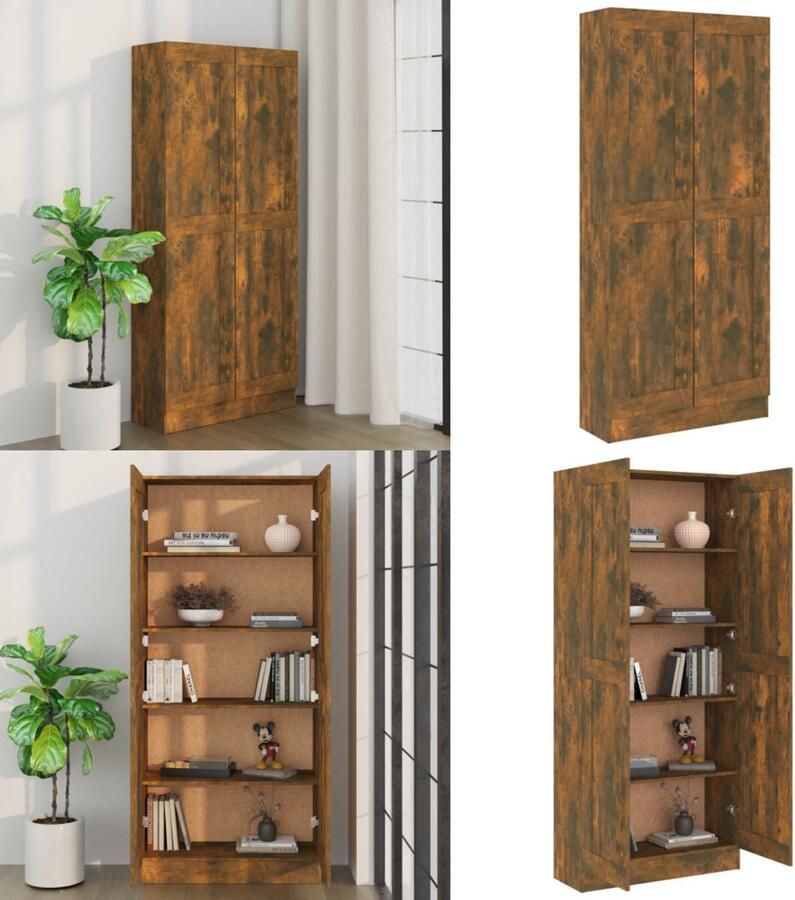 VidaXL Boekenkast 82 5x30 5x185 5 cm bewerkt hout gerookt eikenkleurig Boekenkast Boekenkasten Boekenschap Kantoorkast