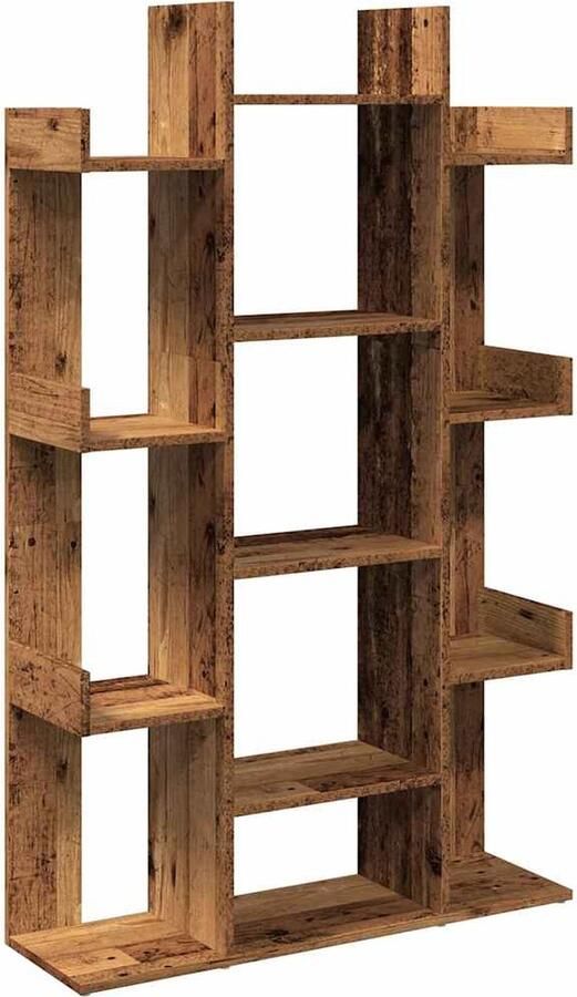 VidaXL Boekenkast 86x25 5x140 cm bewerkt hout oud houtkleurig