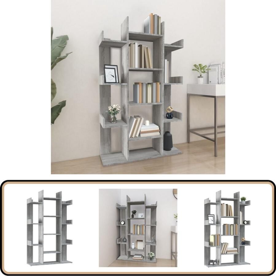 VidaXL Boekenkast 86x25 5x140 cm Grijs Sonoma Eiken Boekenkast Bibliotheek Houten Boekenkast Grijze Boekenkast Sonoma Eiken Opslagruimte Interieurdecoratie