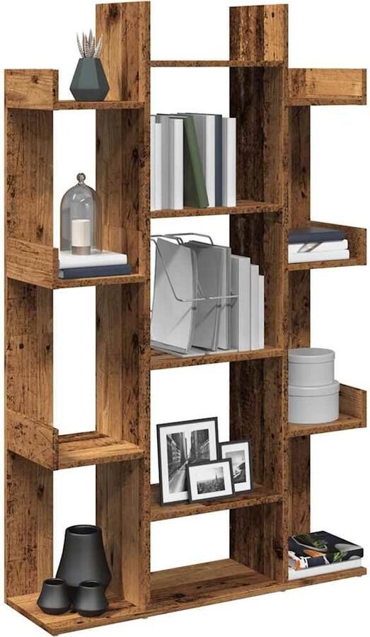 VidaXL Boekenkast 86x25 5x140 cm Oud Houtkleurig Boekenkast Boekenkasten Boekenplank Boekenkast