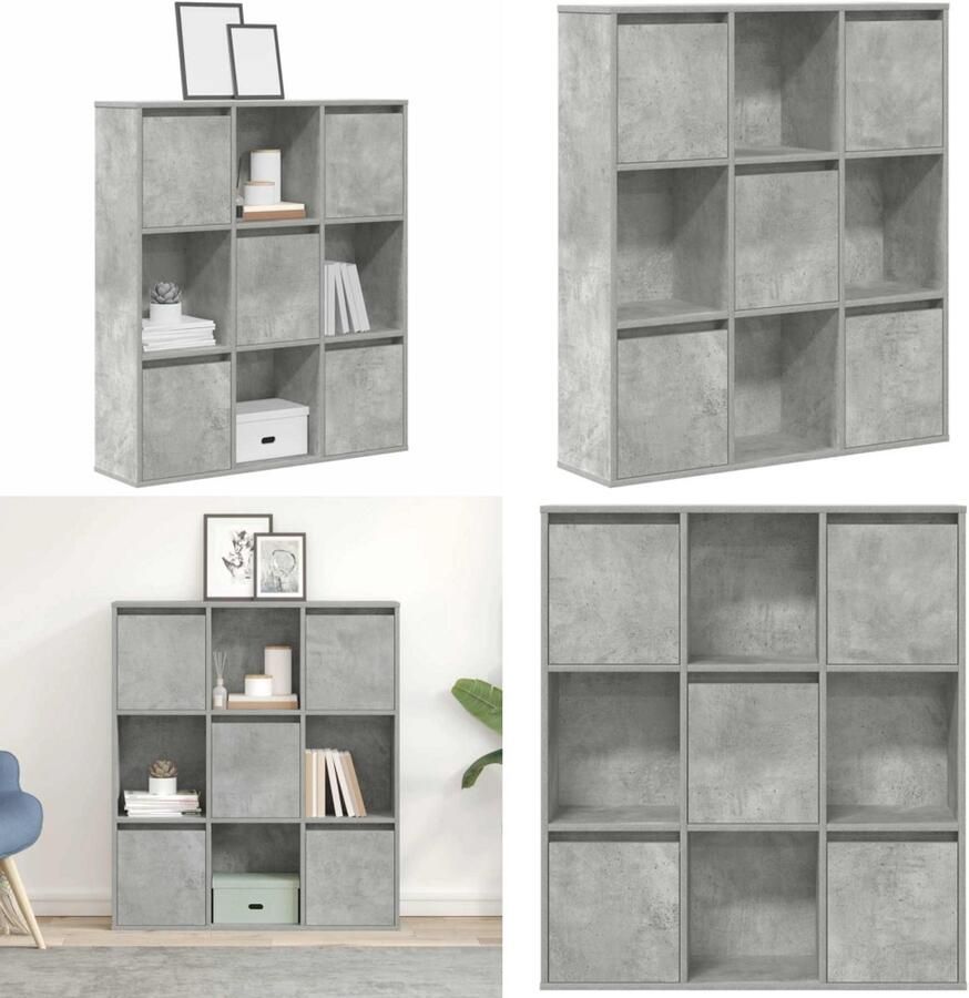 VidaXL Boekenkast 89x24x101 5 cm bewerkt hout betongrijs Boekenkast Boekenkasten Boekenplank Opbergkast