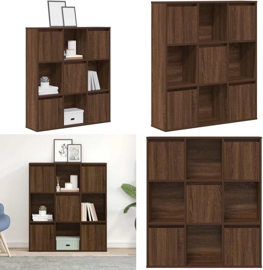 VidaXL Boekenkast 89x24x101 5 cm bewerkt hout bruin eikenkleurig Boekenkast Boekenkasten Boekenplank Opbergkast