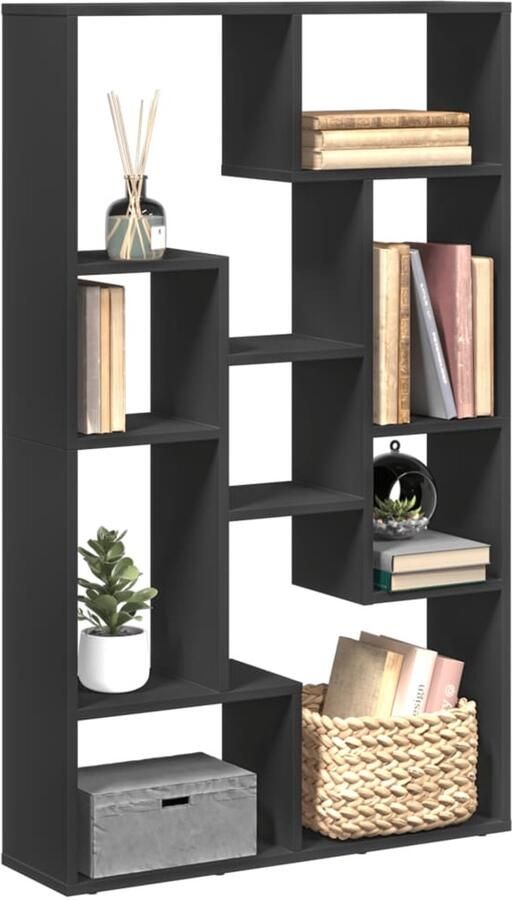 VidaXL Boekenkast 9 vakken Bewerkt hout Zwart Boekenkast Boekenkasten Boeken Plank Schappenkast