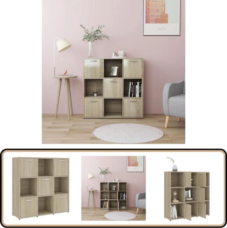 VidaXL Boekenkast 90x30x90 cm Sonoma Eiken 9 vakken Boekenkast Houten Boekenkast Sonoma Eiken Boekenkast Met Vakken Opbergkast Salontafel