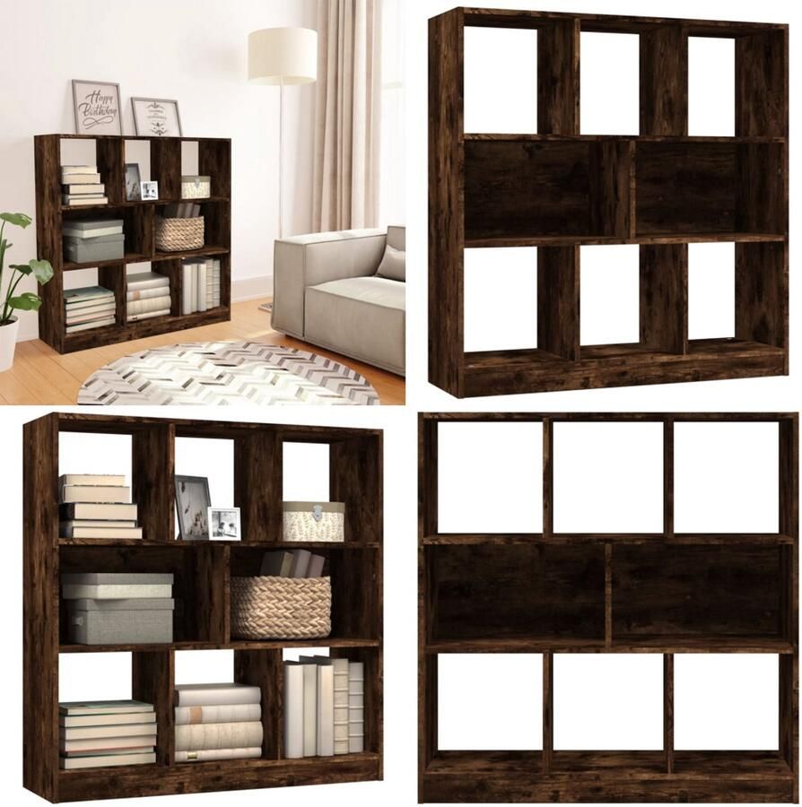 VidaXL Boekenkast 97 5x29 5x100 cm bewerkt hout gerookt eikenkleurig Boekenkast Boekenkasten Boekenschap Boekenstandaard