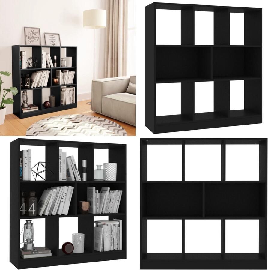 VidaXL Boekenkast 97 5x29 5x100 cm bewerkt hout zwart Boekenkast Boekenkasten Boekenschap Boekenschappen
