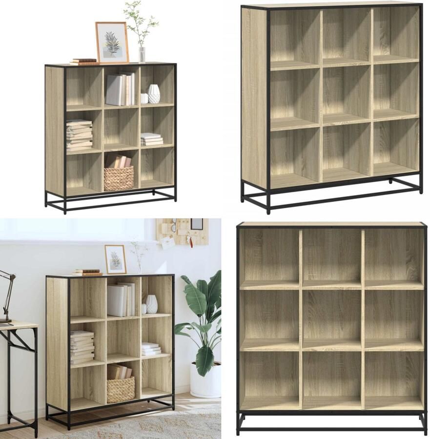 VidaXL Boekenkast 97 5x33x107 5 cm bewerkt hout en metaal sonoma eiken Boekenkast Boekenkasten Boeken Plank Schappenkast