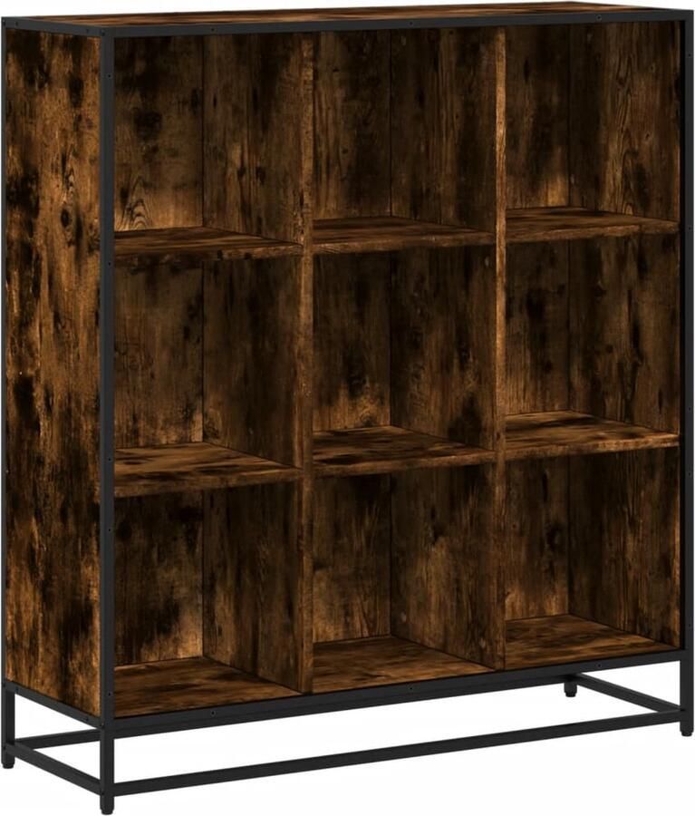 VidaXL Boekenkast 97 5x33x107 5 cm hout en metaal gerookt eikenkleurig