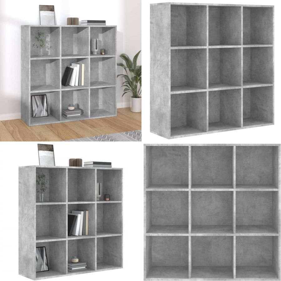 VidaXL Boekenkast 98x29x97 5 cm bewerkt hout betongrijs Boekenkast Boekenkasten Kast Kasten